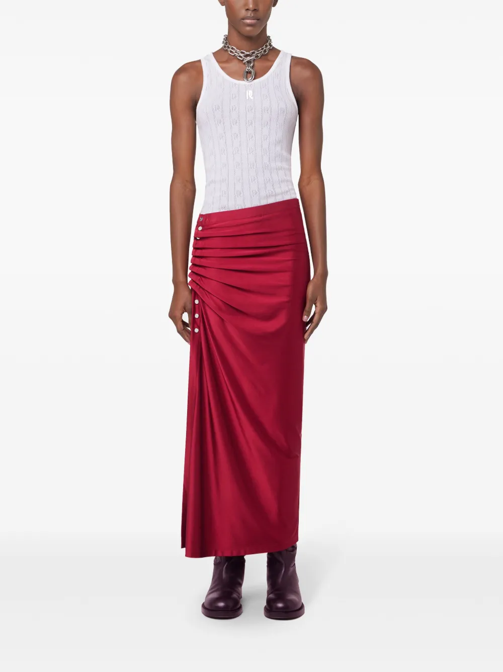 Rabanne Jersey maxi-rok - Rood