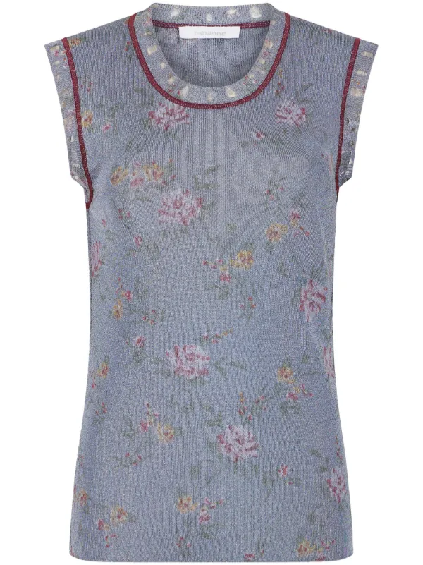 Rabanne Floral-print Tank Top in Blue