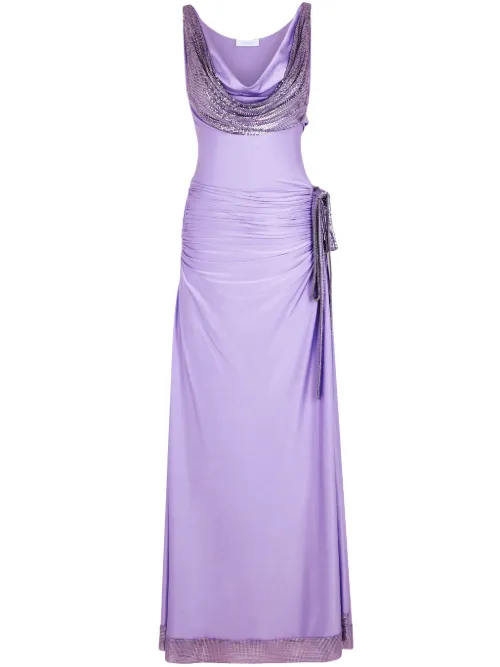 Robe longue à détails en maille métallique - Rabanne - Modalova