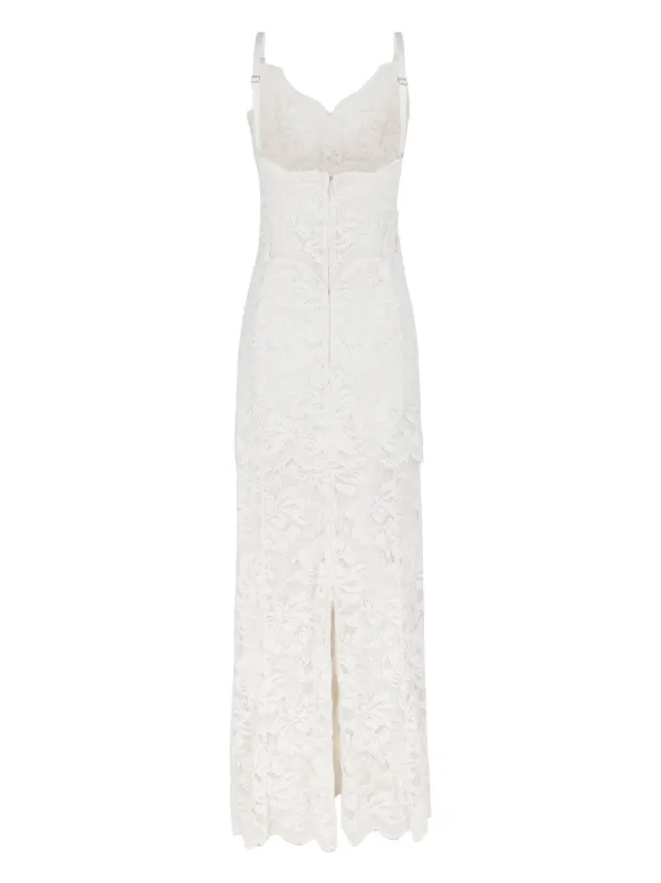 オールインワン・サロペット Rabanne Long Lace And Jersey Maxi Dress Rabanne Lace Jersey Maxi Dress | White | FARFETCH