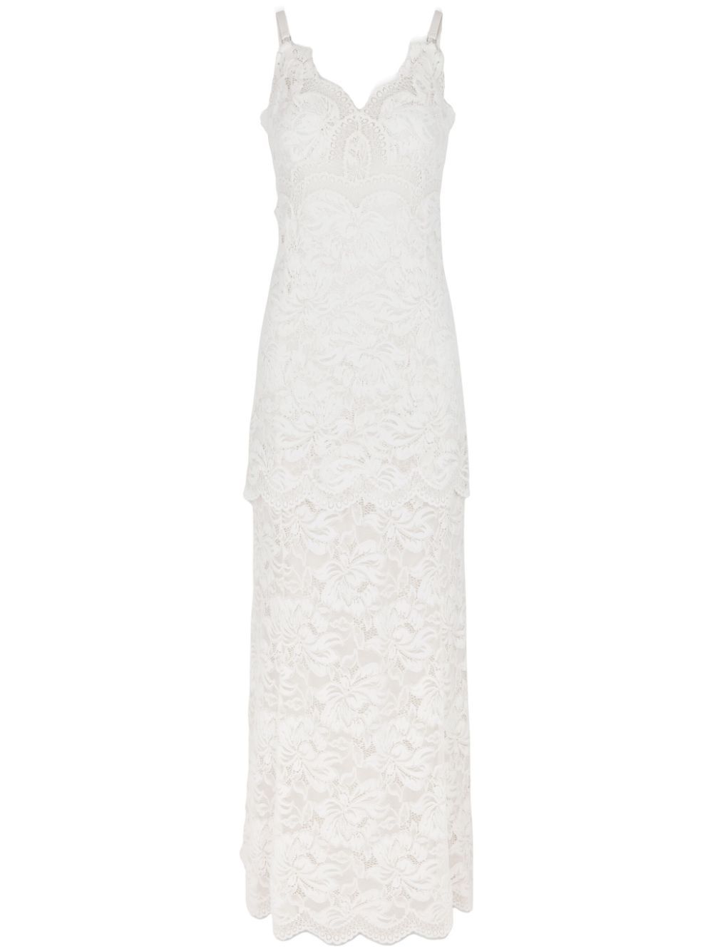 Shop Rabanne Lace Maxi Dress In White