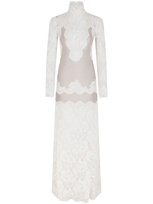 Robe longue ornée de dentelle - Rabanne - Modalova