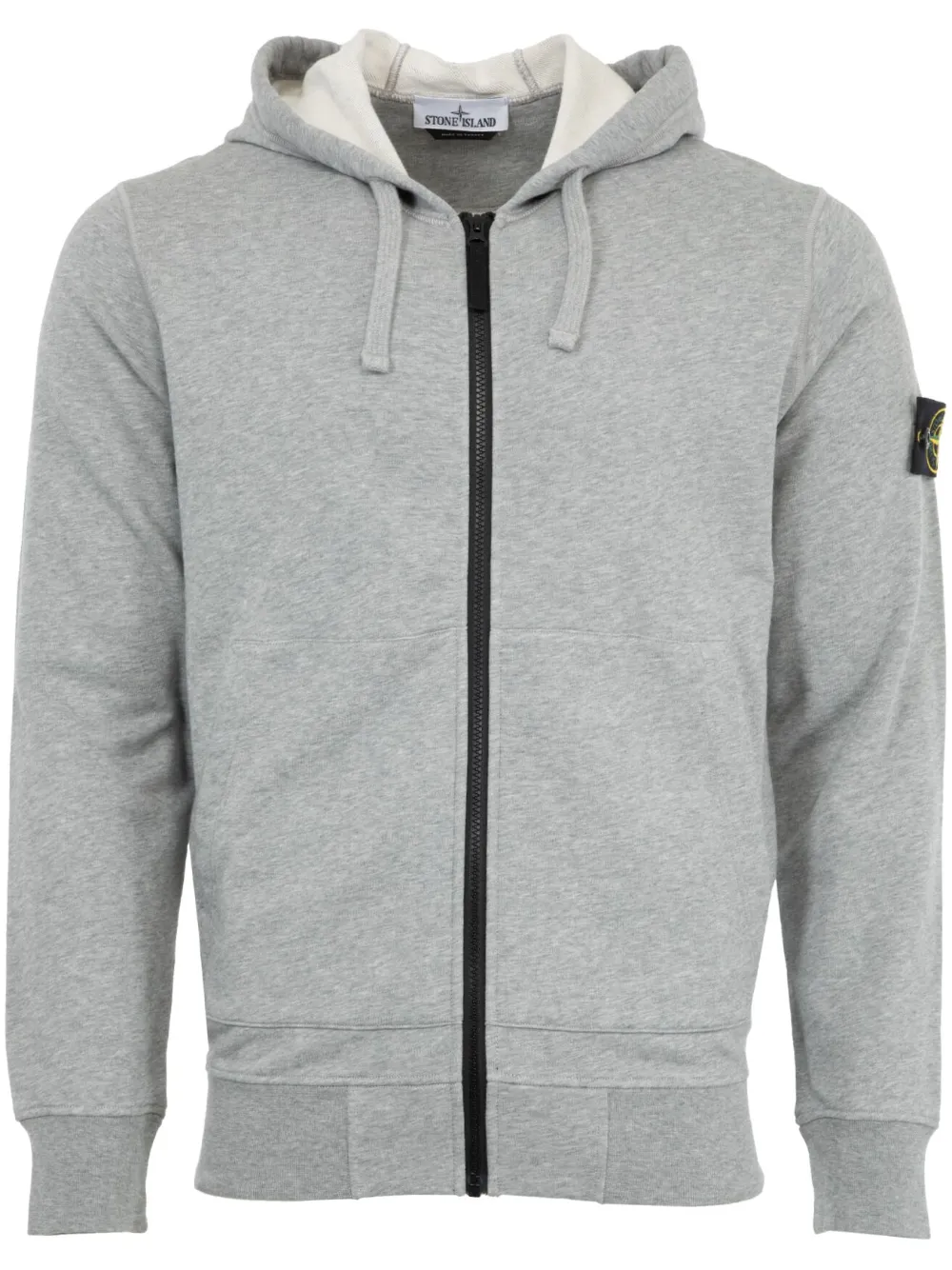 Stone island grey zip up hoodie best sale