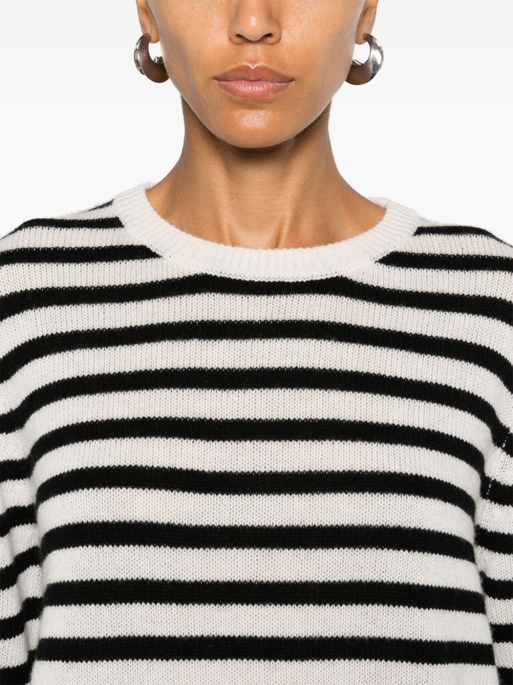 Shop Allude Striped Sweater In Black