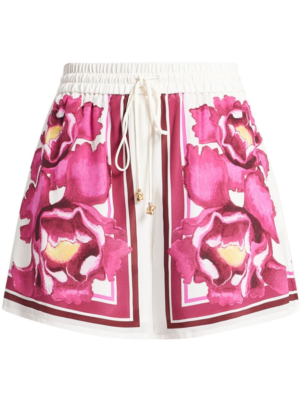 floral-print silk shorts