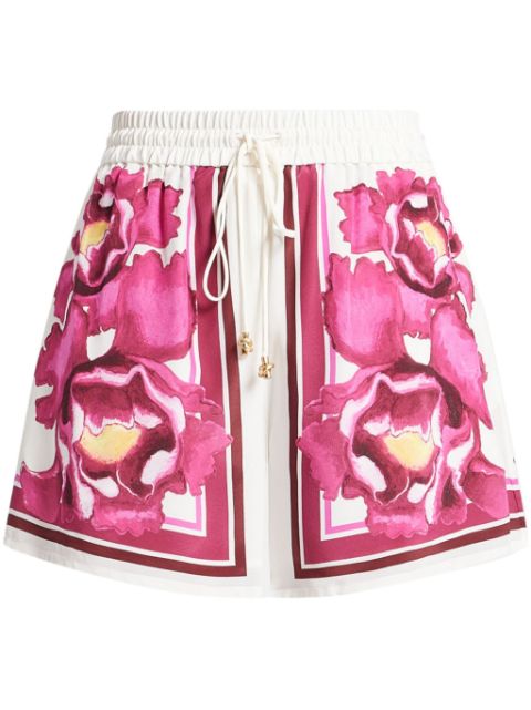 Aje floral-print silk shorts