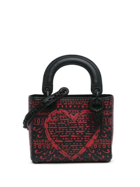 Christian Dior 2018 Mini Smooth Calfskin Painted Playing Card Heart and Clover Lady Dior satchel Women