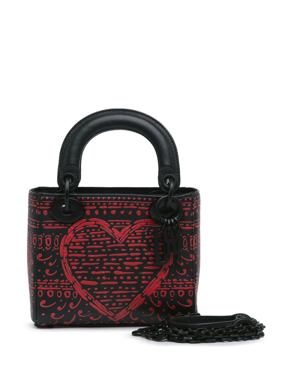 Christian Dior 2018 Mini Smooth Calfskin Painted Playing Card Heart and Clover Lady Dior satchel Women