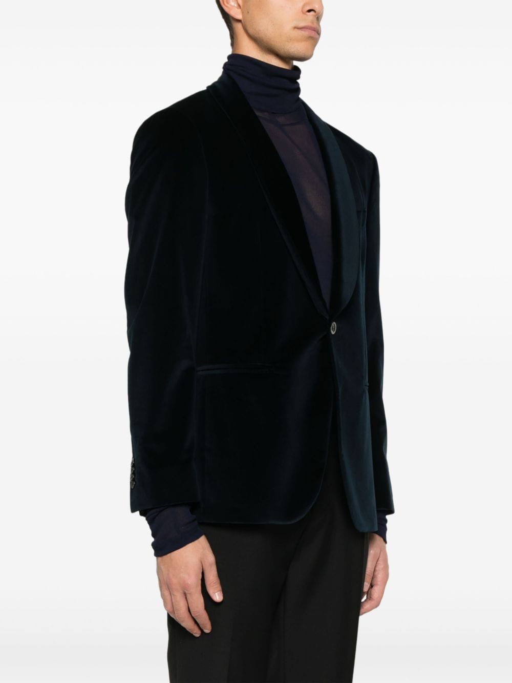 Shop Boglioli Velvet Blazer In Blue