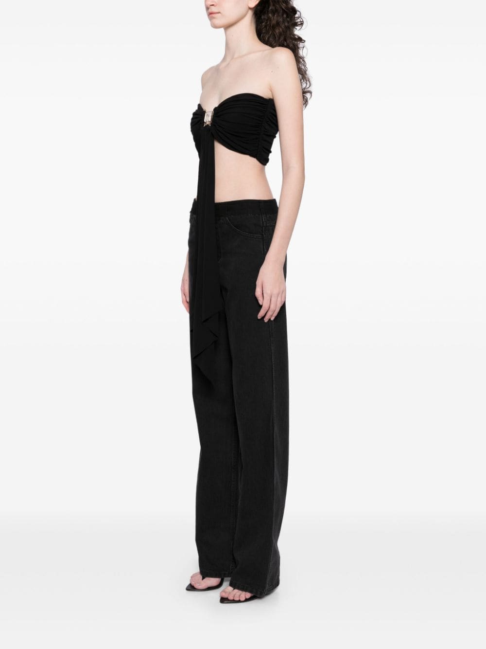 Shop Christopher Esber Bezel Quartz Draped Top In Black