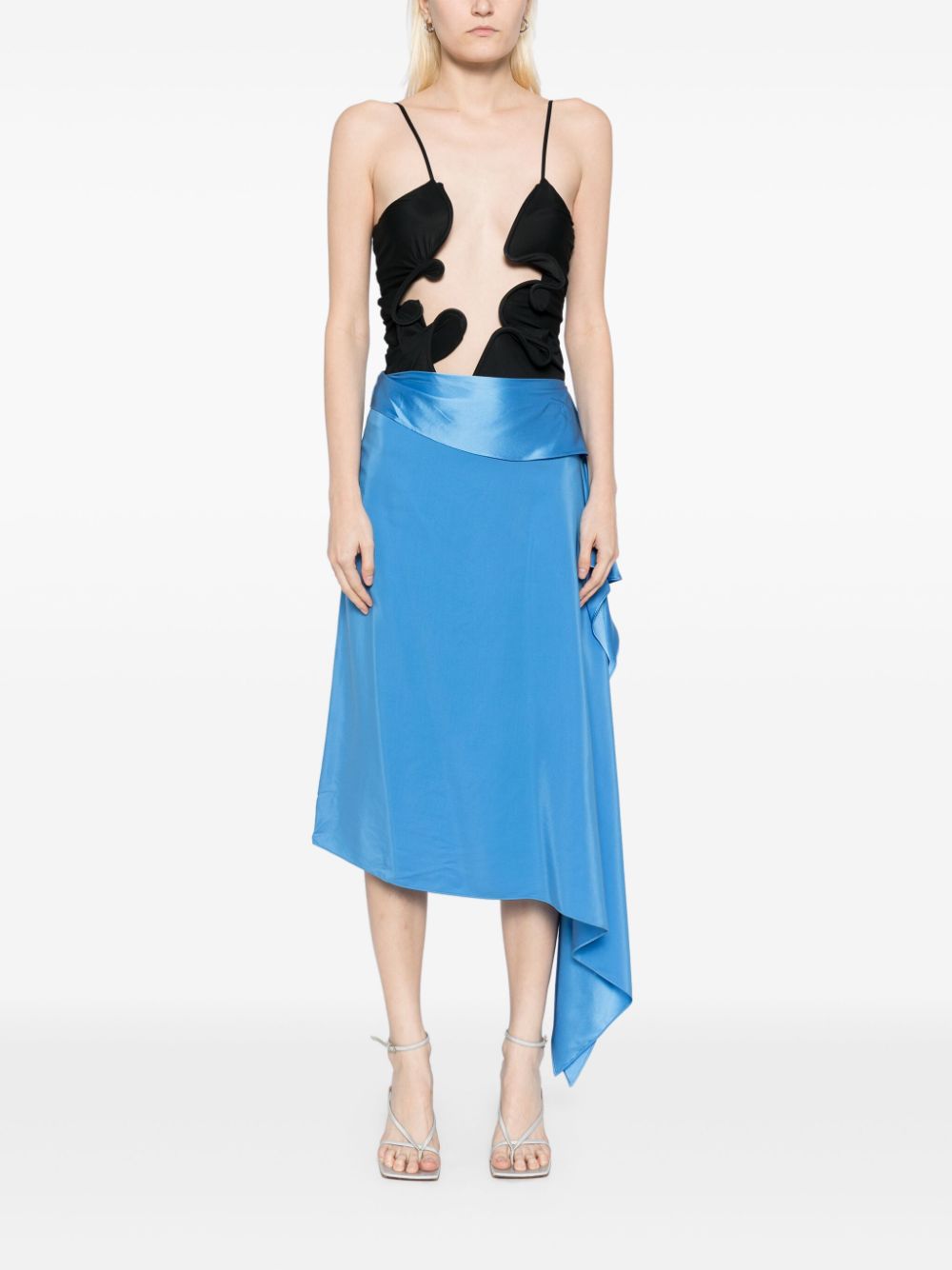 Christopher Esber crosscut silk skirt - Blauw