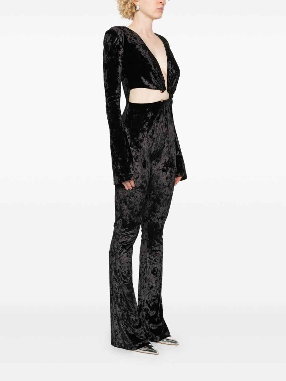 Shop Amen Crushed-velvet Jumpsuit In Schwarz