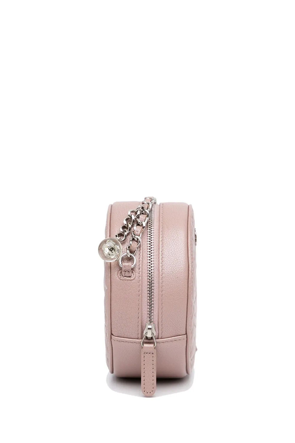 Pre-owned Chanel 2019 Goatskin Camellia Round Clutch With Chain Crossbody Bag In Brown