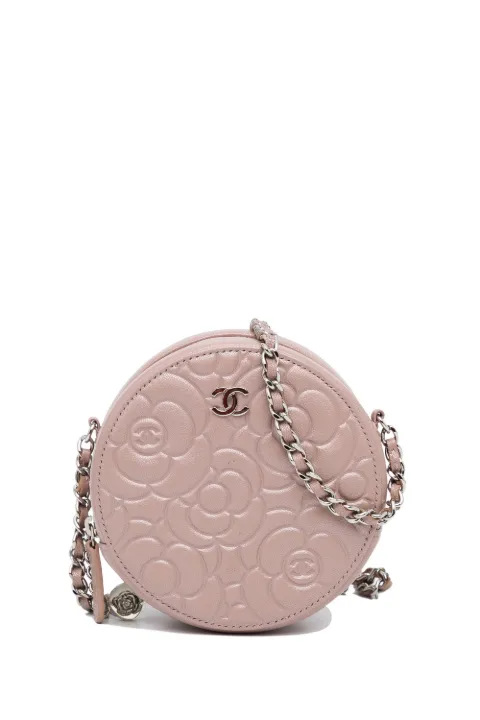 CHANEL Pre-Owned 2019 Goatskin Camellia Round Clutch With Chain crossbody bag