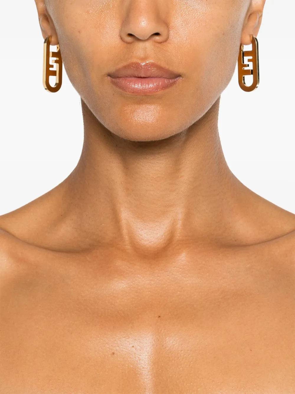 FENDI O Lock Drop Earrings Gold FARFETCH