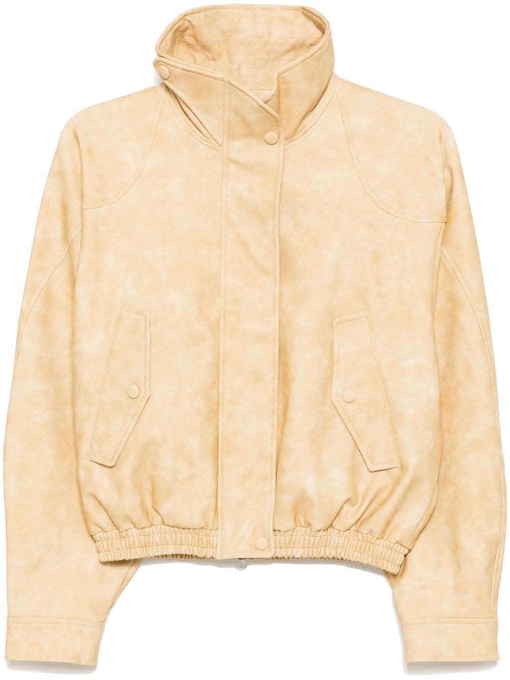 Low Classic Pigment Washed Leather Jacket In Yellow