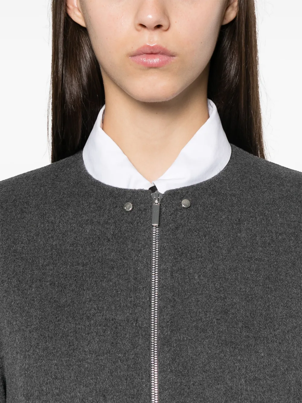 S Max Mara Zip-fastening Wool Jacket In Grey