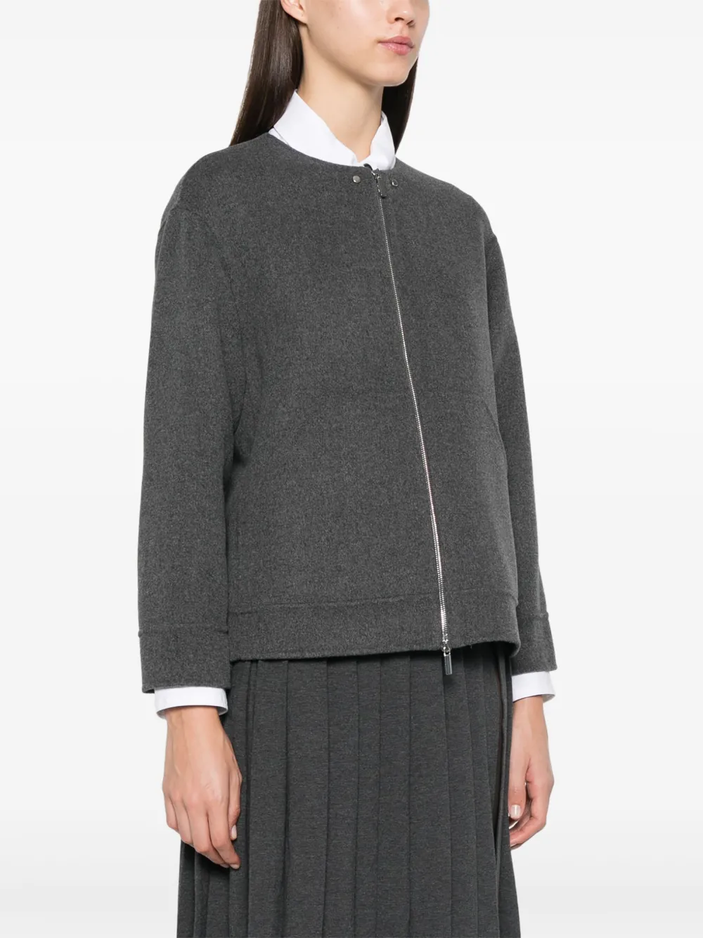 S Max Mara Zip-fastening Wool Jacket In Grey