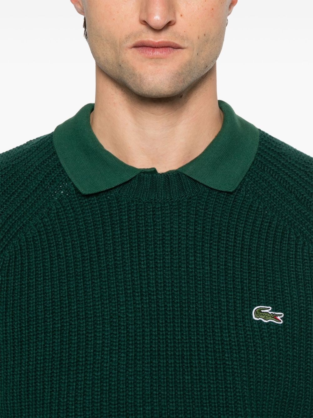 Shop Lacoste Crew-neck Wool Sweater In Green