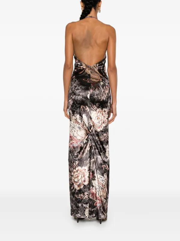 ETRO Printed Chenille Maxi Dress | Grey | FARFETCH CA