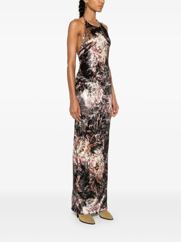 ETRO Printed Chenille Maxi Dress | Grey | FARFETCH CA