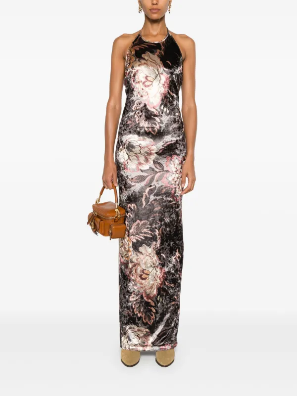 ETRO Printed Chenille Maxi Dress | Grey | FARFETCH CA