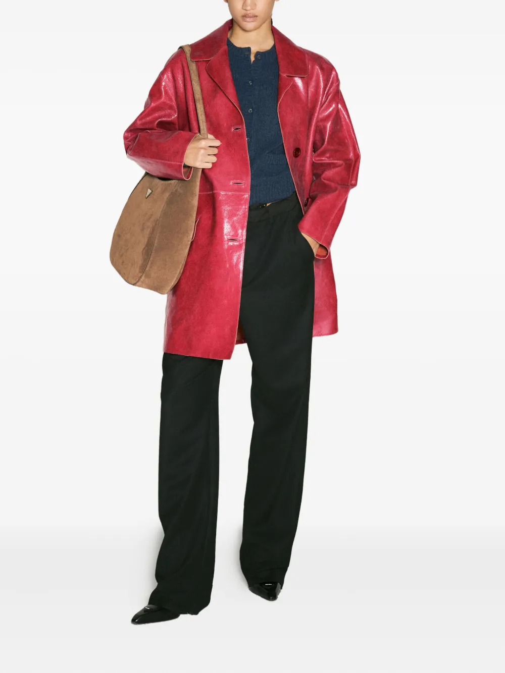 Prada Leren jas met knoopsluiting Rood