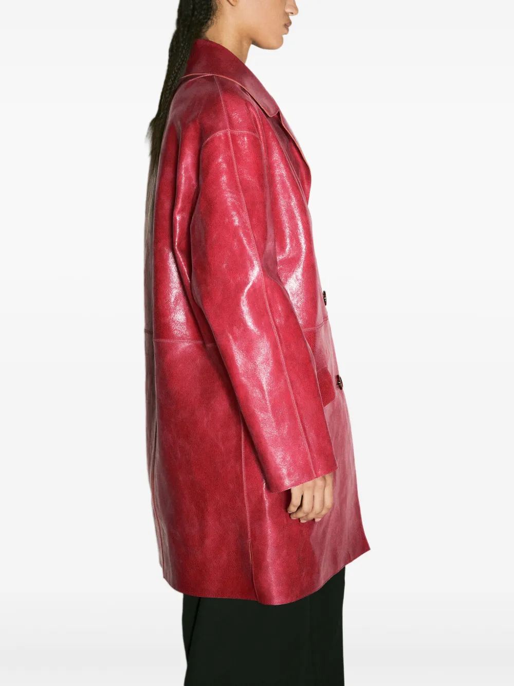 Prada Leren jas met knoopsluiting Rood