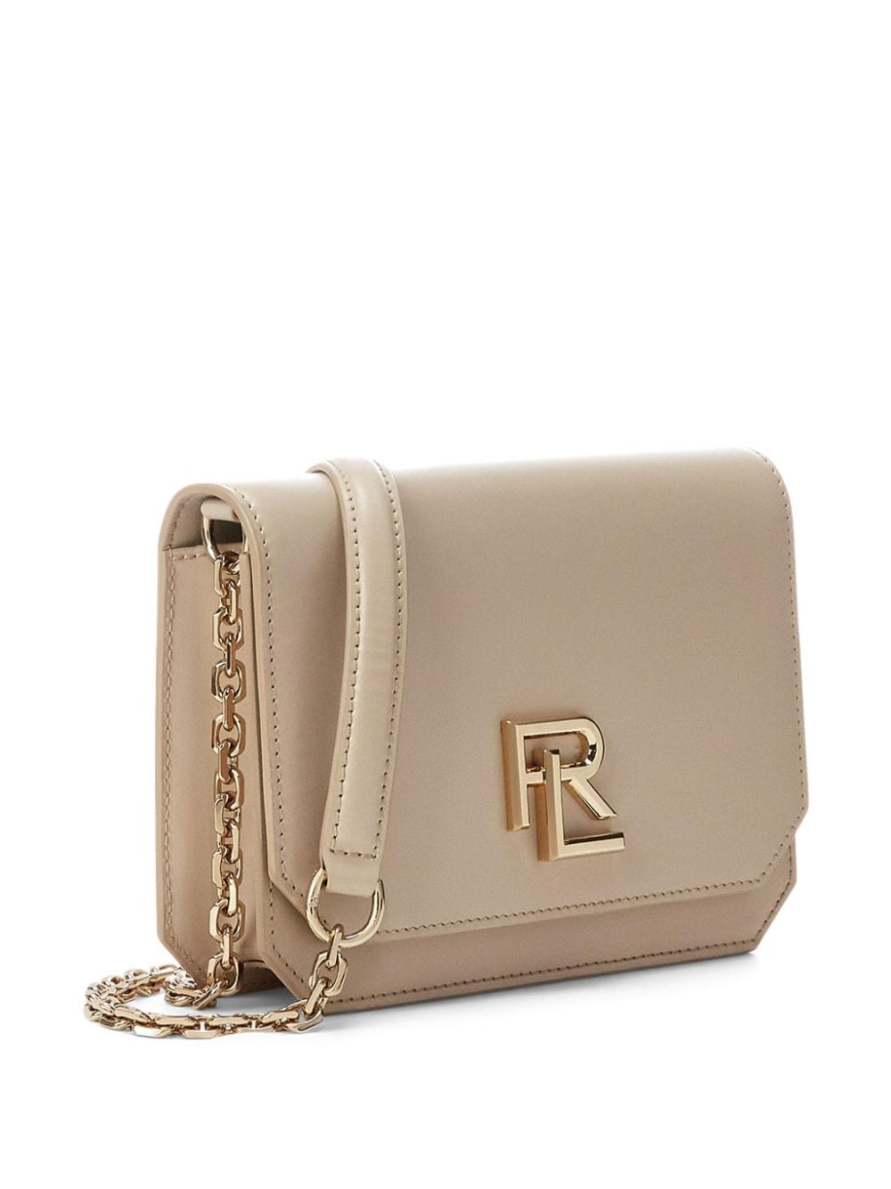 Shop Ralph Lauren Mini Logo-plaque Leather Crossbody Bag In 中性色