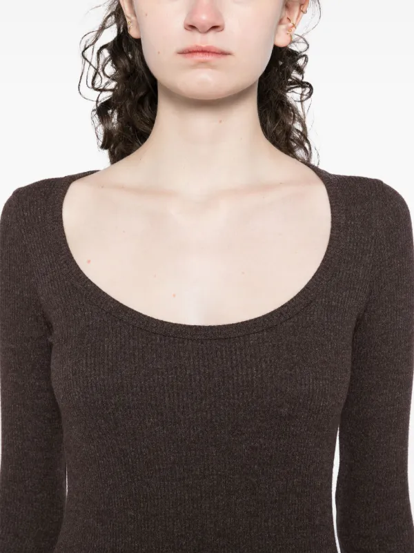 AGOLDE Corey scoop-neck T-shirt Brown FARFETCH