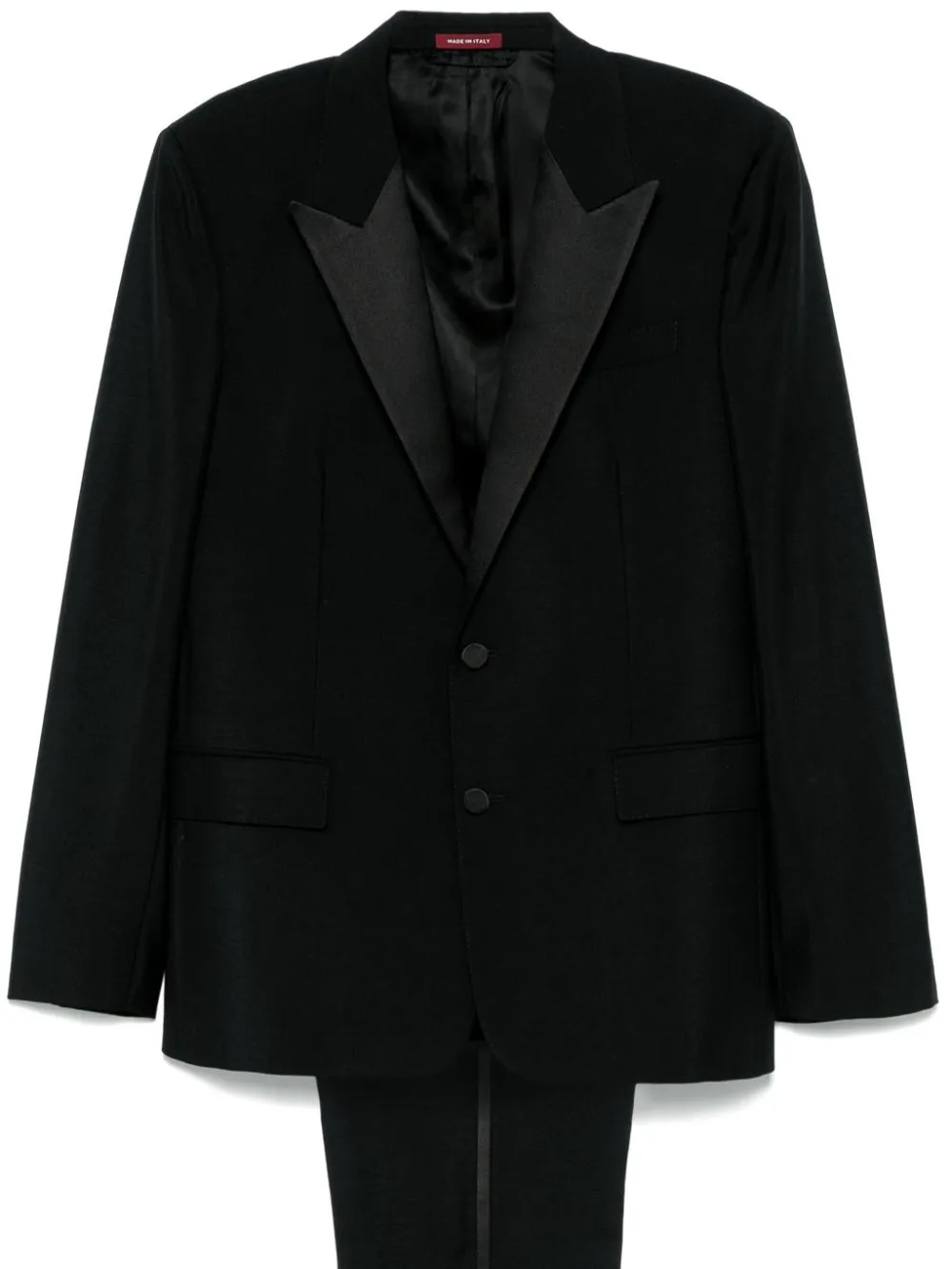 satin-trim suit