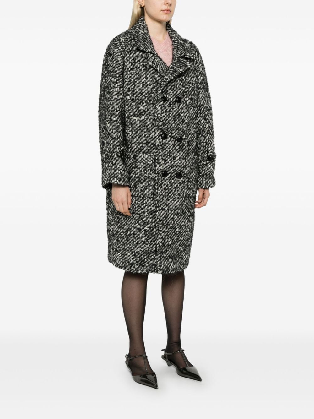 Shop N°21 Bouclé Coat In Black