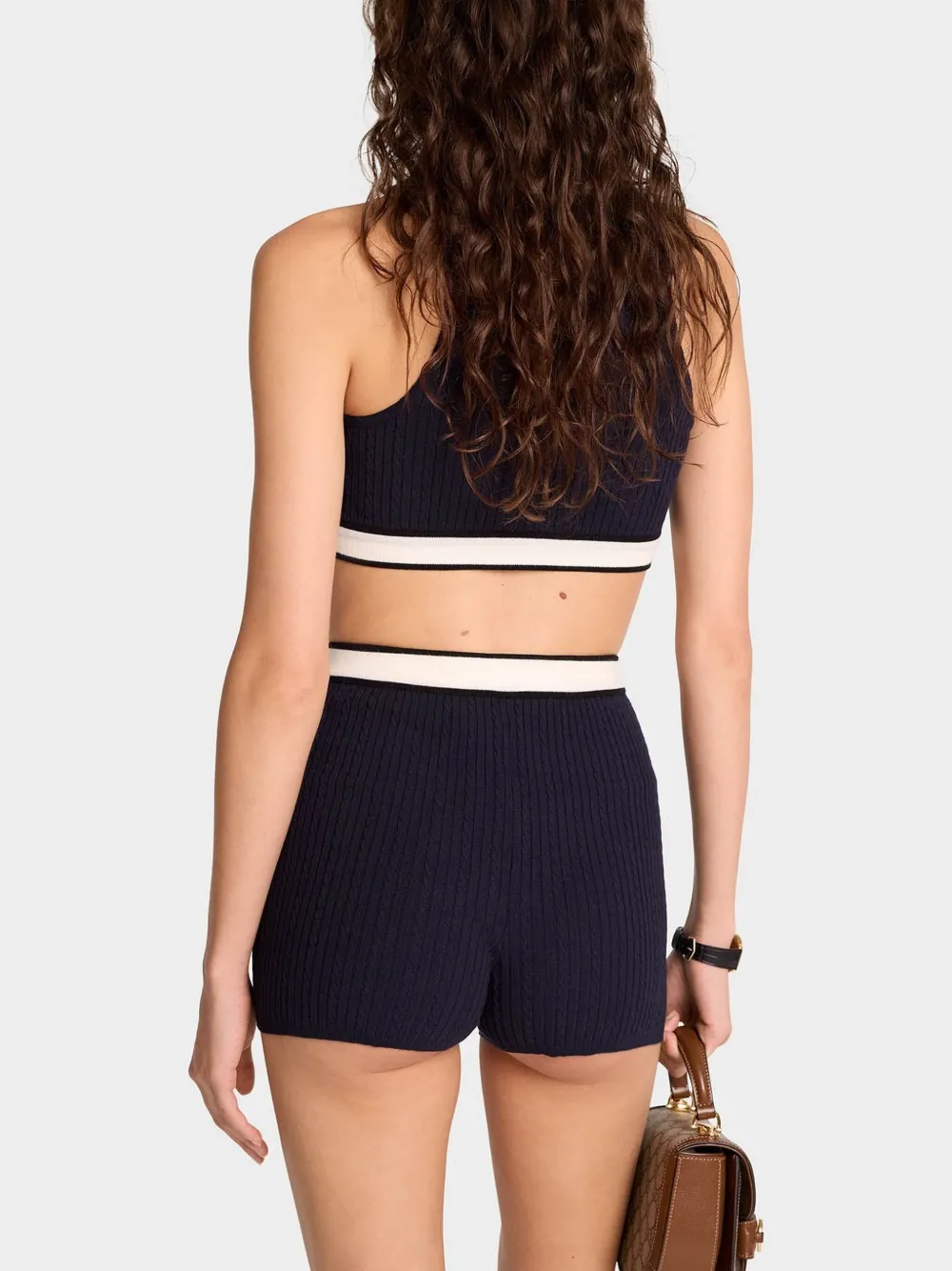 Sporty & Rich Kabelgebreide tanktop Blauw