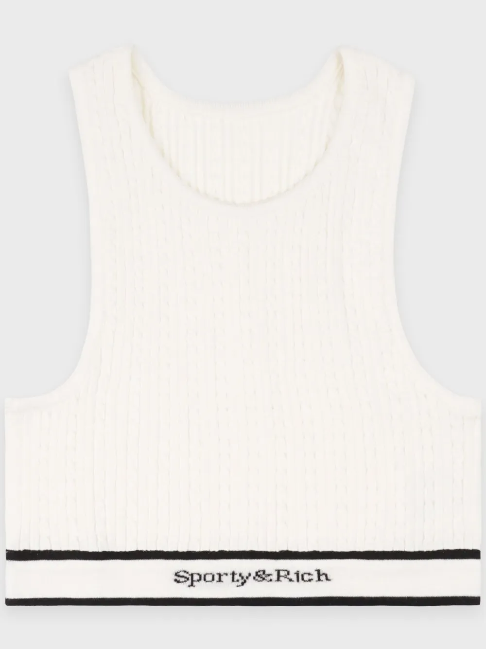 SPORTY AND RICH CABLE-KNIT SPORTS BRA