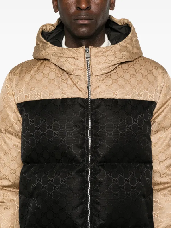 Gucci GG canvas puffer jacket men Polyamide Goose Down Polyester Duck Feathers 46 Black