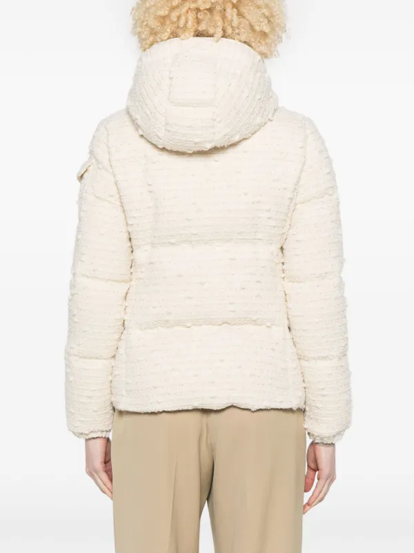国内発送 関税込 MONCLER FOURMINES TWEED SHORT DOWN JACKET White Ivory Fourmines Hooded Tweed Short Down Jacket - Short