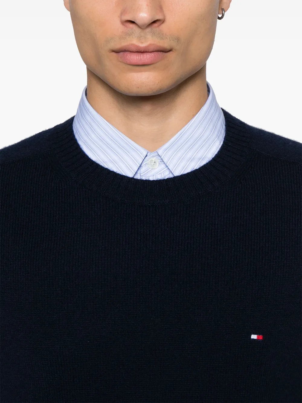 Tommy Hilfiger Wollen trui met ronde hals Blauw