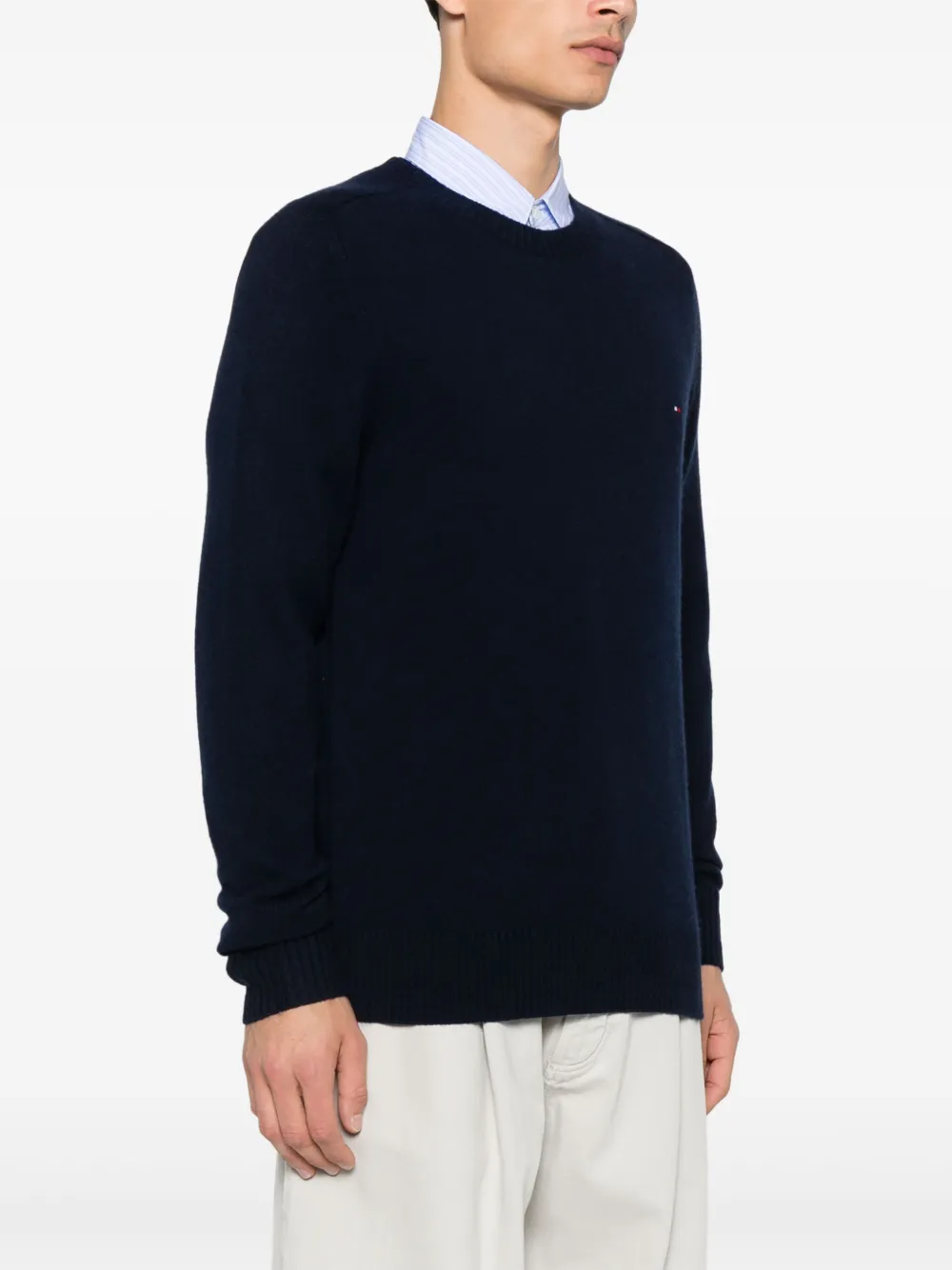 Tommy Hilfiger Wollen trui met ronde hals Blauw