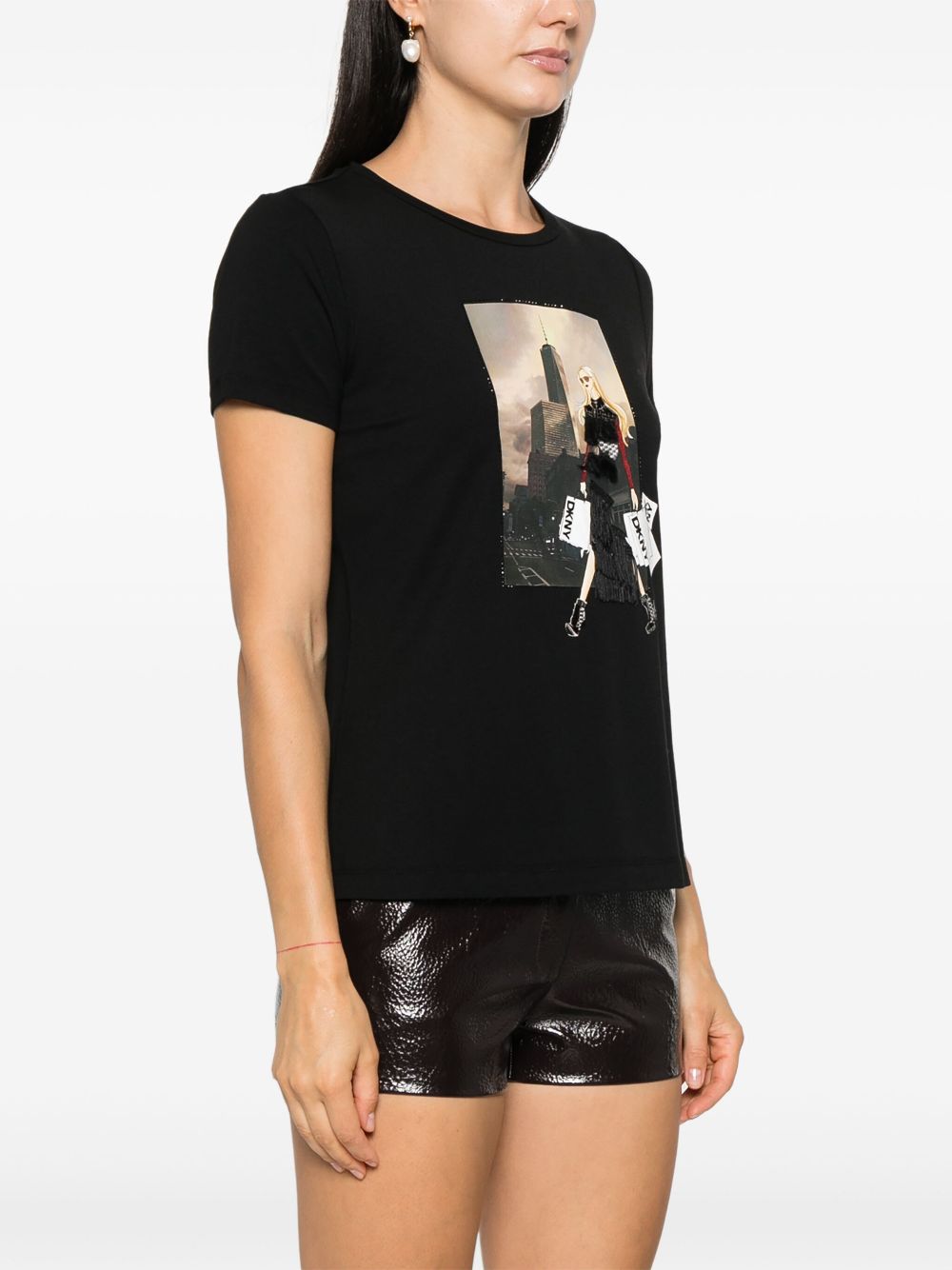 DKNY T-shirt met stadprint Zwart