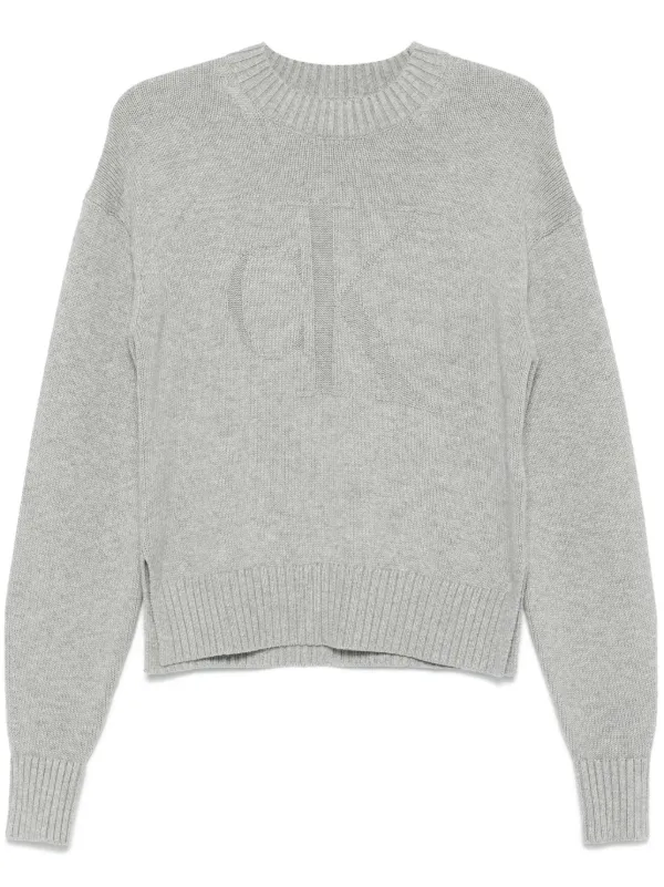 Calvin Klein Logo intarsia knit Sweater Grey FARFETCH