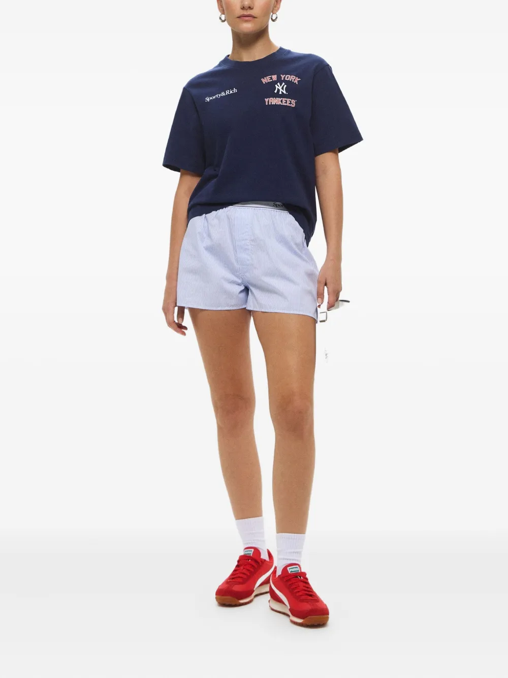 Sporty & Rich logo-detailing striped boxer shorts | Short Shorts | Image 2