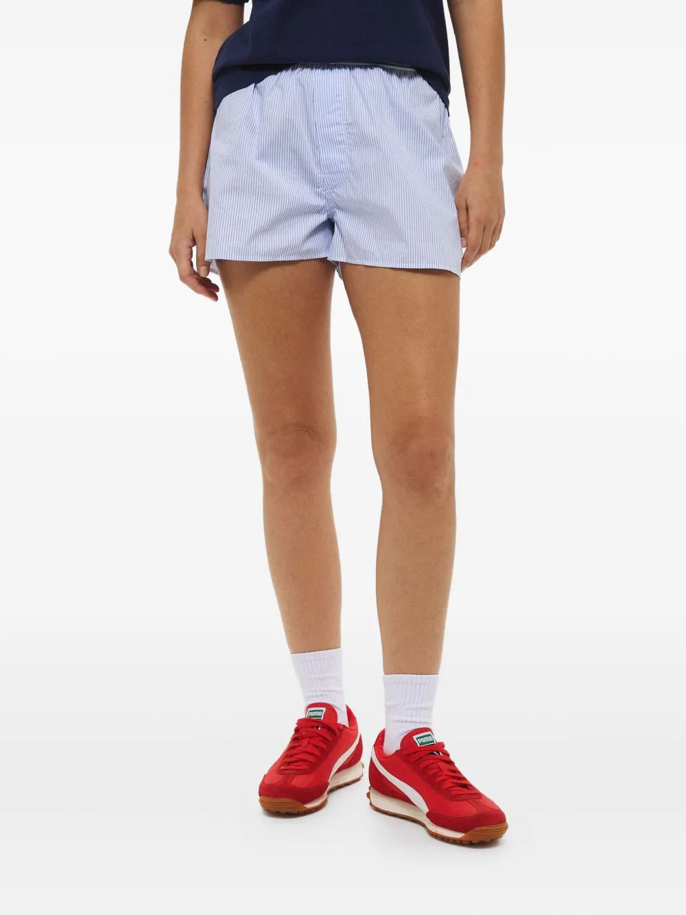 Sporty & Rich logo-detailing striped boxer shorts | Blue | Image 1