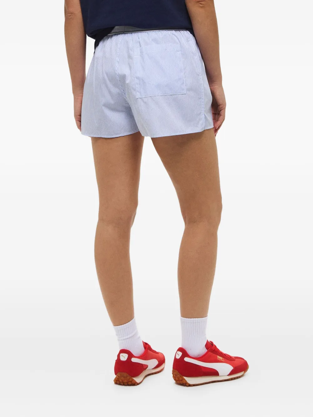 Sporty And Rich Logo-detailing Striped Boxer Shorts In Blue