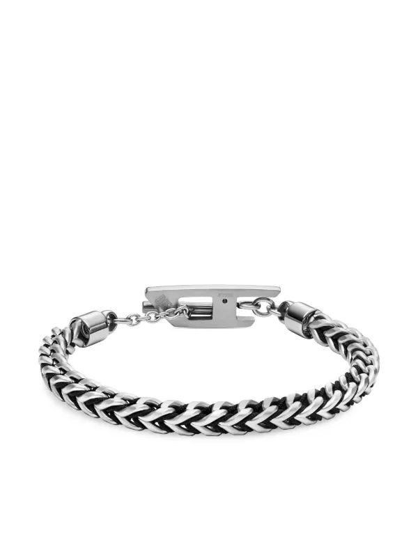 ☆DIESEL☆ ID logo chain bracelet DX1513040 Women's Stainless Steel Interlocking D Logo Chain Bracelet