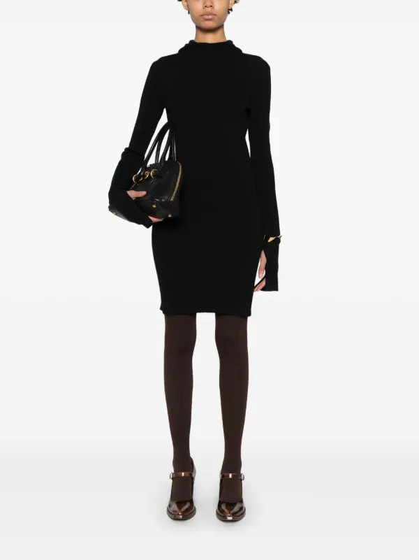 関税込★VIP価格【FENDI】フード付きリブニット ミニドレス FENDI リブニット ミニドレス | ブラック | FARFETCH JP