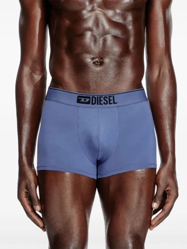 【DIESEL】 Boxer briefs with blurry Super Logo Umbx-Damien Diesel Umbx-Damien Boxer Briefs (pack Of three) | Black