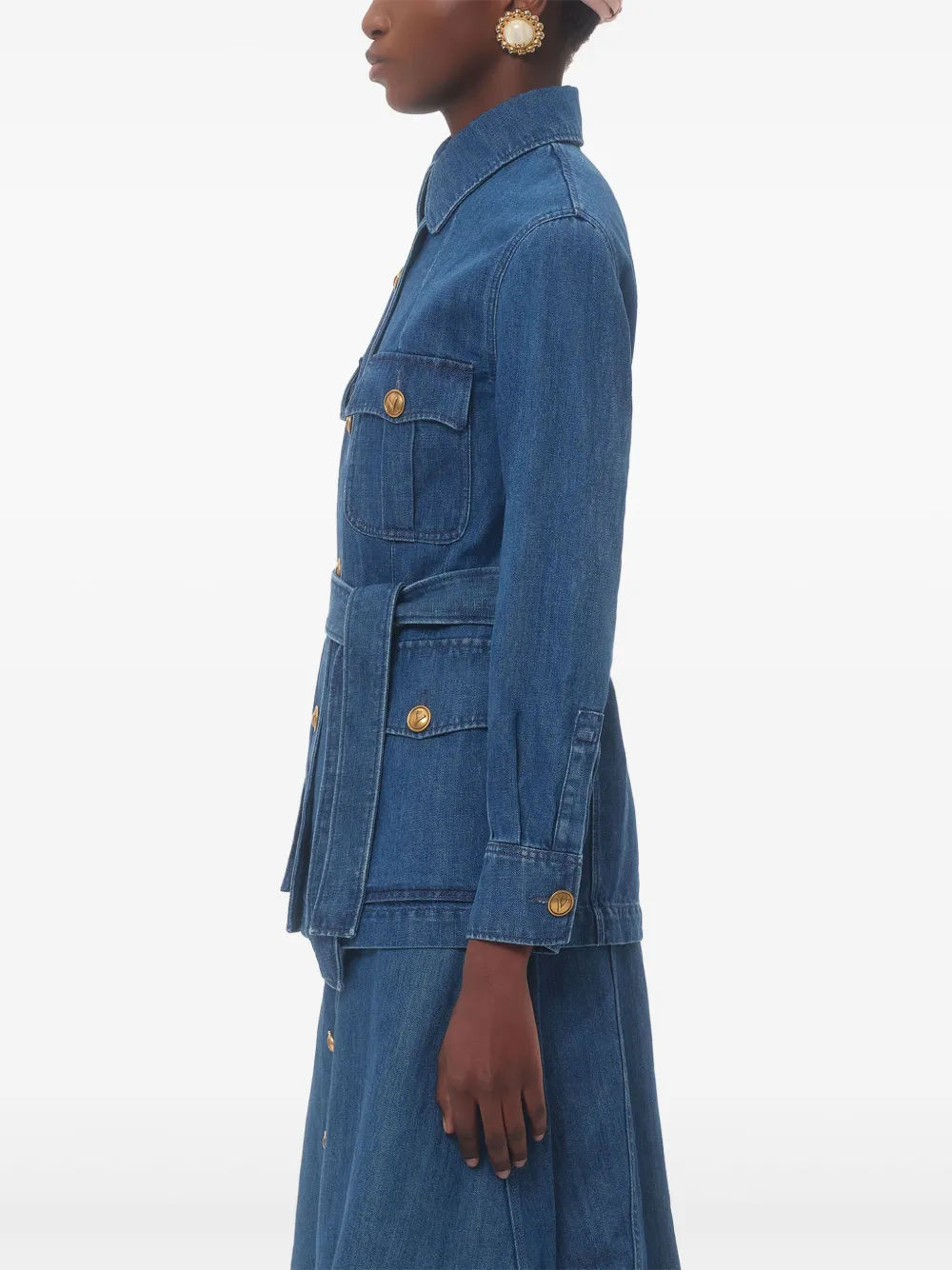 Shop Valentino Sahariana Denim Jacket In Blue