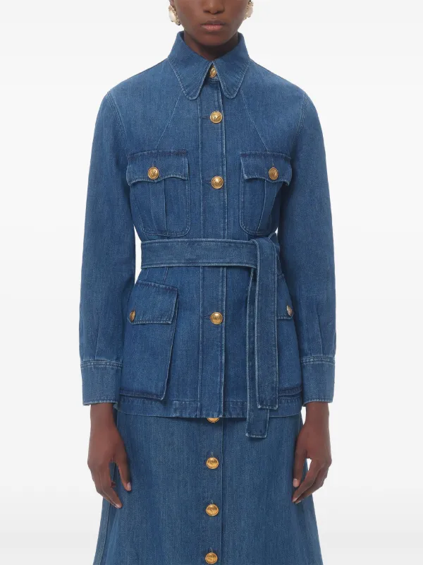ジャケット Valentino Giacca Sahariana In Denim Valentino Garavani Sahariana Denim Jacket | Blue | FARFETCH CA