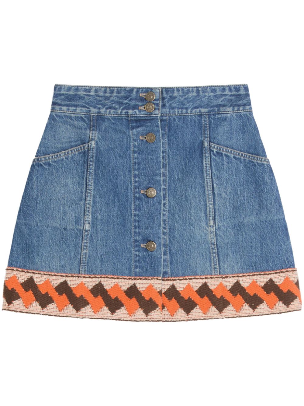 Valentino Garavani Denim mini-rok met jacquard afwerking Blauw