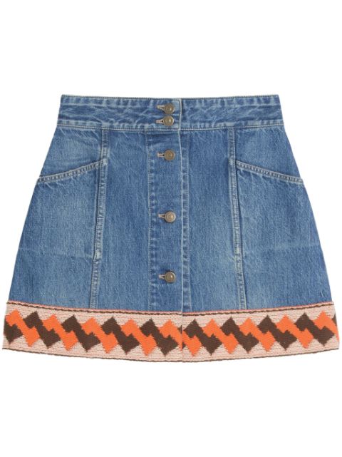 Valentino Garavani jacquard-trim denim mini skirt